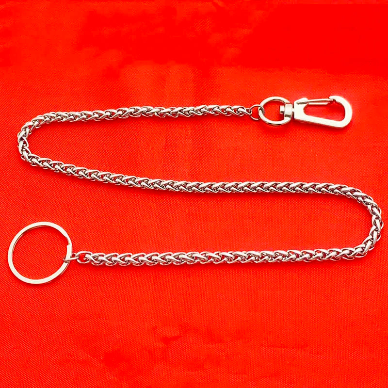 Fashion Necklace Stainless Steel Long Metal Wallet Chain Leash Pant Jean Keychain Ring Clip Men's Hip Hop Jewelry