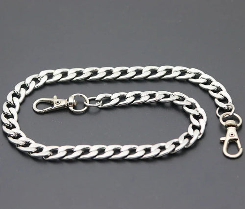 Long Metal Wallet Chain Leash Pant Jean Keychain Ring Clip Men's Hip Hop Stainless Steel Jewelry