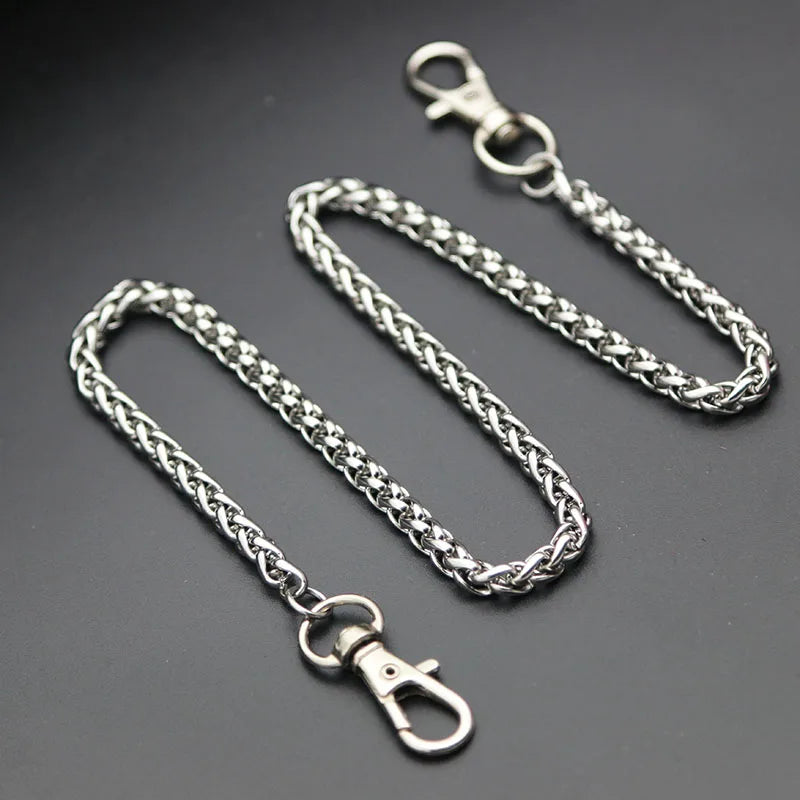 Fashion Necklace Stainless Steel Long Metal Wallet Chain Leash Pant Jean Keychain Ring Clip Men's Hip Hop Jewelry