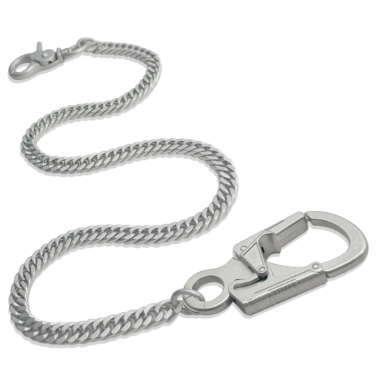 Ahiller Mens Wallet Chain 25" Pocket Chain Long Key Chain With Double Locking Mechanism Heavy Duty Biker Chain Punk Pants Chain Belt Chain.(QK- DullL Silver-JR-1P)