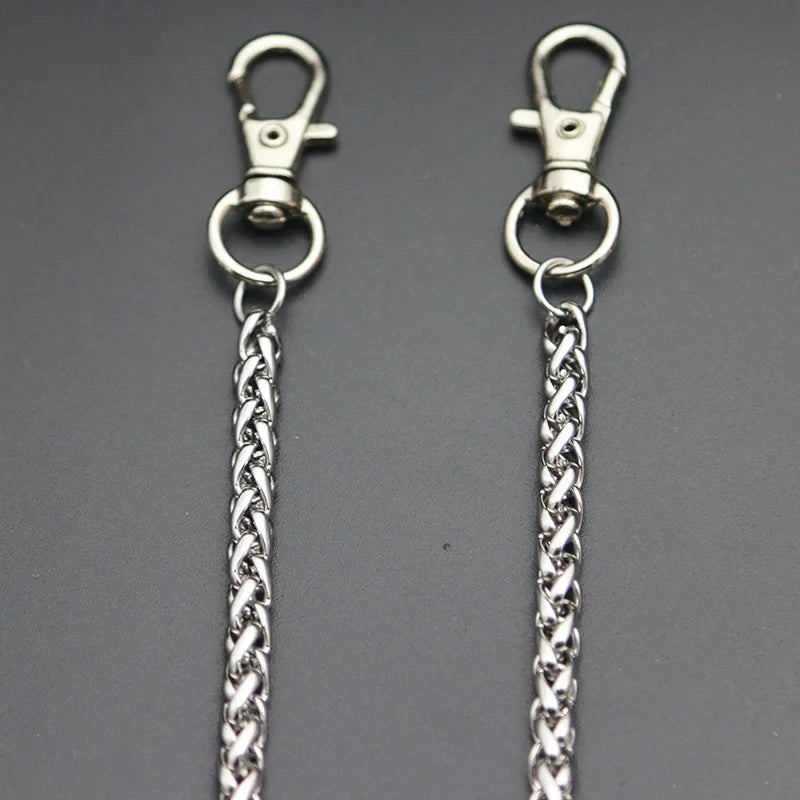 Fashion Necklace Stainless Steel Long Metal Wallet Chain Leash Pant Jean Keychain Ring Clip Men's Hip Hop Jewelry