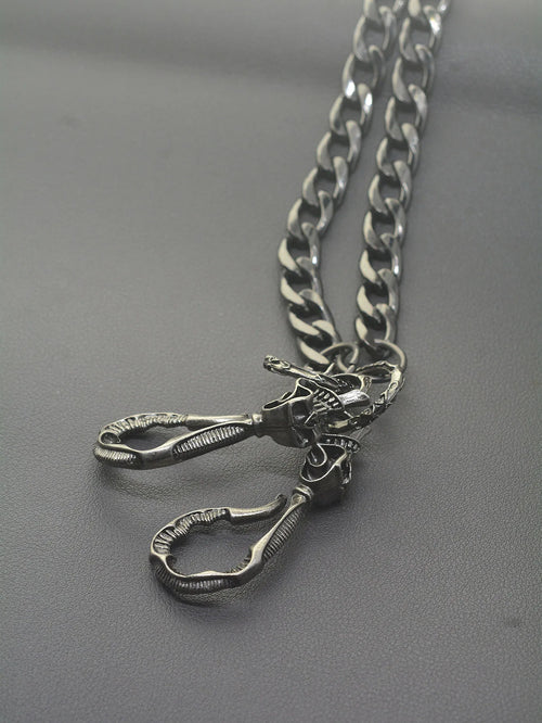 24 inch Hip pop Gunmetal black wallet pants biker jean 10 mm NK chain large skull blet U hook  gift for friend EDC FOB