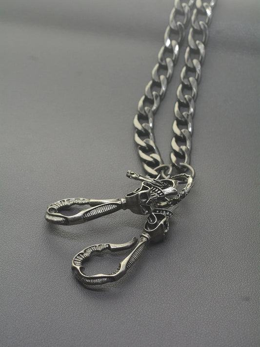 24 inch Hip pop Gunmetal black wallet pants biker jean 10 mm NK chain large skull blet U hook  gift for friend EDC FOB