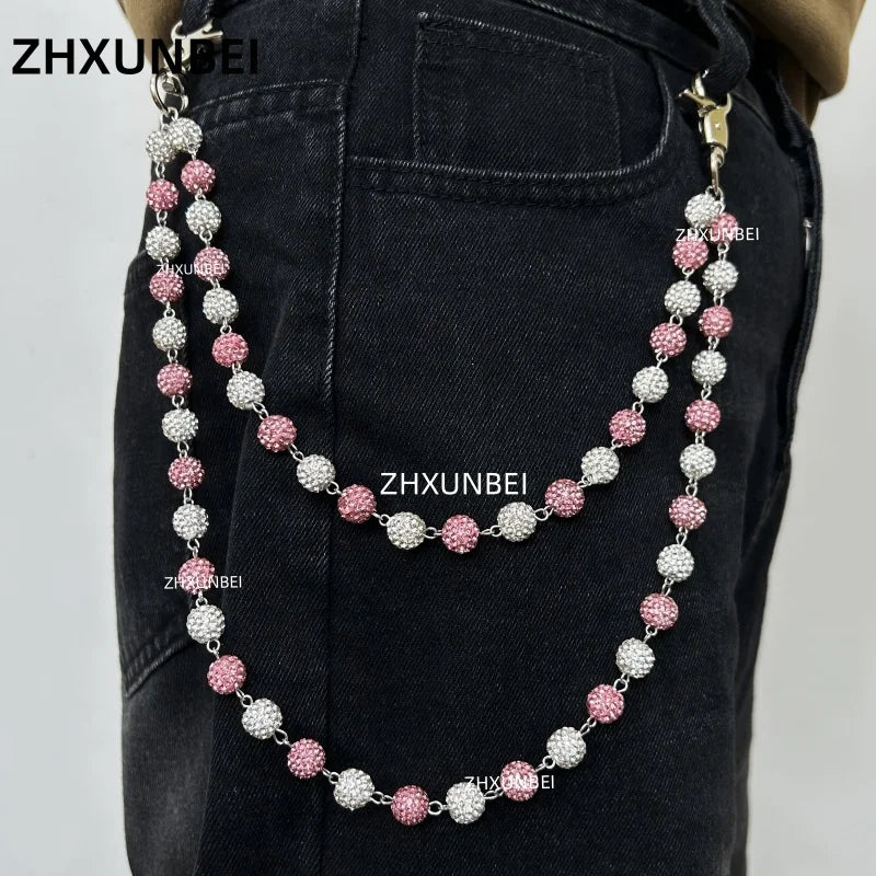 1pc Disco Ball Rhinestone Wallet Chain Hip Hop Fashion Jewelry Pendant Cluster Pants Jean Pocket Belt Chain for Men Gifts