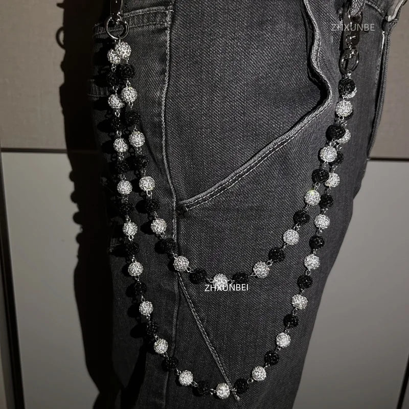 1pc Disco Ball Rhinestone Wallet Chain Hip Hop Fashion Jewelry Pendant Cluster Pants Jean Pocket Belt Chain for Men Gifts