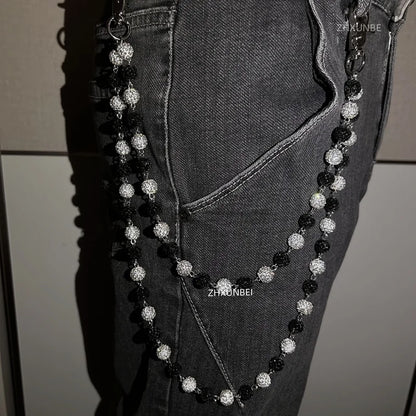 1pc Disco Ball Rhinestone Wallet Chain Hip Hop Fashion Jewelry Pendant Cluster Pants Jean Pocket Belt Chain for Men Gifts