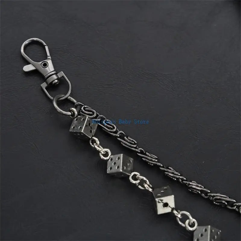 U90E Gothic Dices Link Jean Chain for Men and Women Punk Rocker Biker Styles