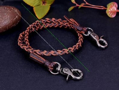 22" Trigger Biker Genuine Leather Handmade Braided Twisted Trucker Key Jeans Wallet Chain