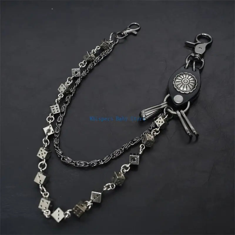 U90E Gothic Dices Link Jean Chain for Men and Women Punk Rocker Biker Styles