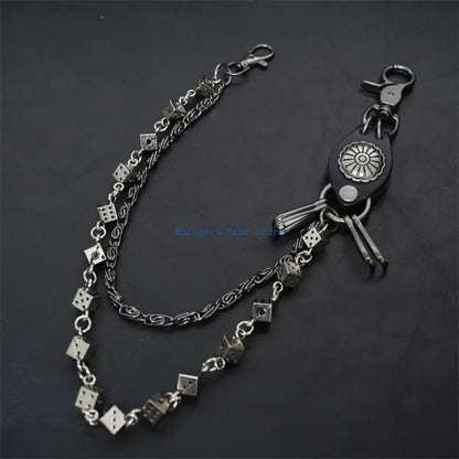 U90E Gothic Dices Link Jean Chain for Men and Women Punk Rocker Biker Styles