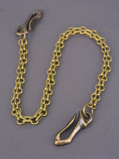 23 inch Hip pop bronze  trousers biker jean pant 12mm watch strap chain keychain double dragon claw bone belt U hook EDC