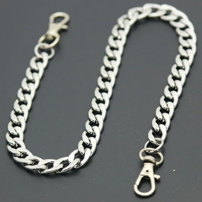 Long Metal Wallet Chain Leash Pant Jean Keychain Ring Clip Men's Hip Hop Stainless Steel Jewelry
