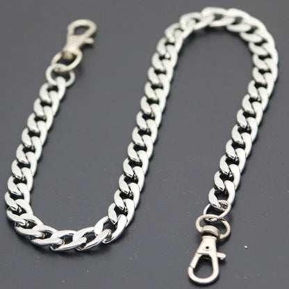 Long Metal Wallet Chain Leash Pant Jean Keychain Ring Clip Men's Hip Hop Stainless Steel Jewelry
