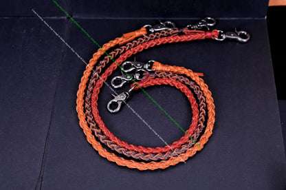 22" Trigger Biker Genuine Leather Handmade Braided Twisted Trucker Key Jeans Wallet Chain