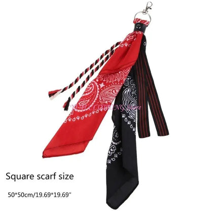 N5KF Unisex Hip Hop Paisley Bandana Kerchief Wallet Chain Rock Punk Ribbon Biker Headscarf Metal Keychain Bags Pants Jewelry
