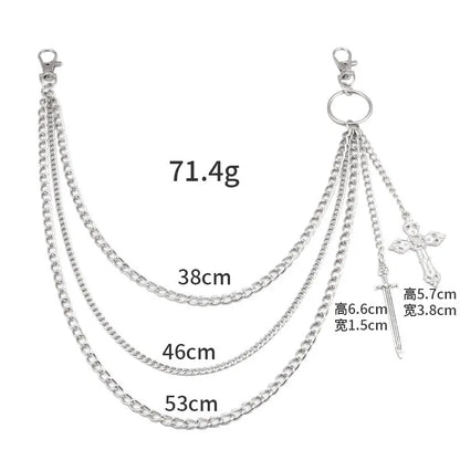 Hip Hop Skull Cross Pants Waist Chain Men Women Cool Jeans Chain Keychain Wallet Chain Gothic Biker Fashion Accessories