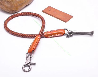 Elevate Your Style with the 24" Classic Punk Biker Leather Keychain - Handmade Wallet Chain for Men