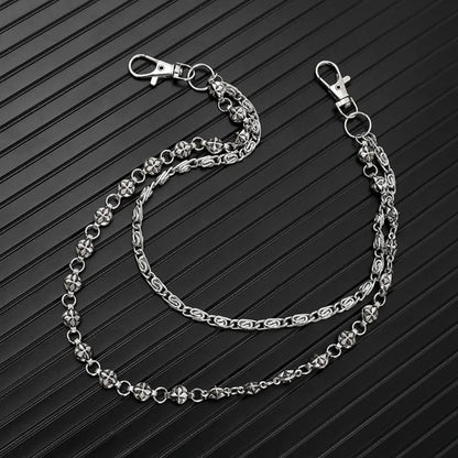 Trendy Hip Hop Double Layer Jeans Chain with Keychain Unisex Waist Accessory for Men & Women