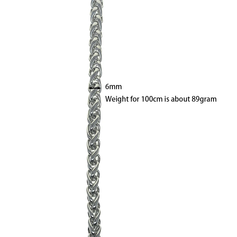 customized  length 30cm-100cm stainless steel 6mm basket snake BSK chain wallet jean biker keychain bag strap DIY replacement