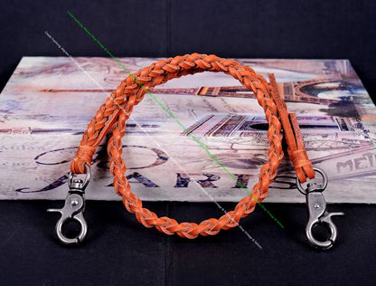 22" Trigger Biker Genuine Leather Handmade Braided Twisted Trucker Key Jeans Wallet Chain