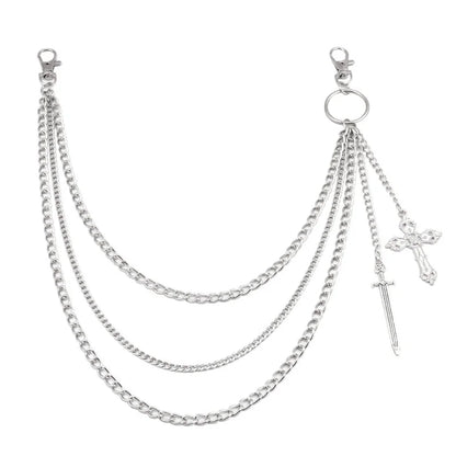 Hip Hop Skull Cross Pants Waist Chain Men Women Cool Jeans Chain Keychain Wallet Chain Gothic Biker Fashion Accessories