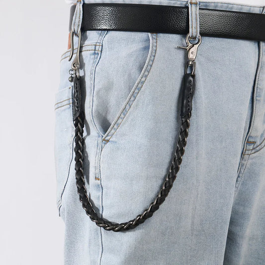 Leather Wallet Chain Pants Waist Chain Men Women Key Chain Big Ring Wallet Keychain Jeans Unisex Hip-hop Jewelry Gift
