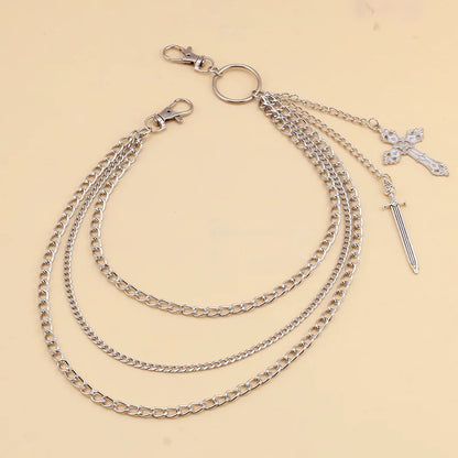 Hip Hop Skull Cross Pants Waist Chain Men Women Cool Jeans Chain Keychain Wallet Chain Gothic Biker Fashion Accessories