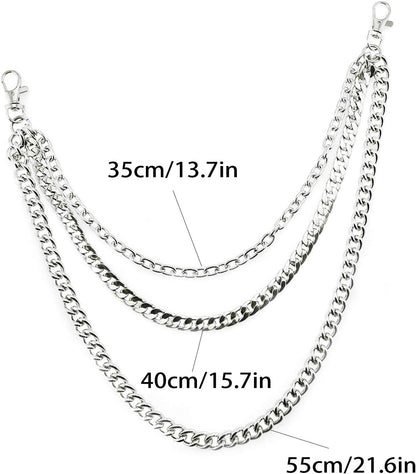 Stylish Silver Trousers Chain - Versatile Hip Hop Wallet Chain for Men and Women, Perfect for Punk and Goth Fashion