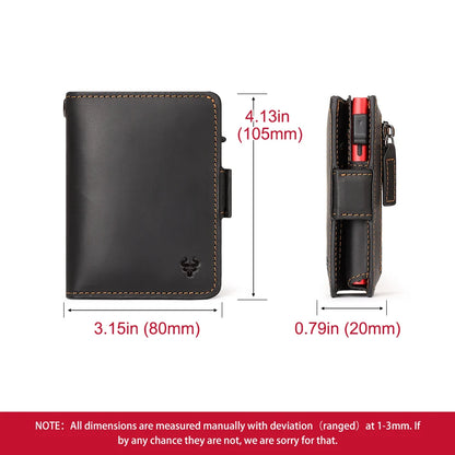 RFID Protection Credit Card Holder for Men Crazy Horse Leather Wallet with Iron Chain Small Zipper Coin Pocket Mini Biker Purse