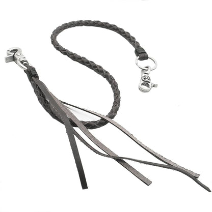 UNIQSUM Braided Genuine leather wallet chain Biker Punk Key chains (A C Brown)