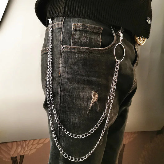 1/2/3 Size Metal Belt/Wallet Chain HipHop Rock Punk Hook Trousers Pant Waist Link Metal Wallet Chain Keychain Ring Clip Keyring Jewelry