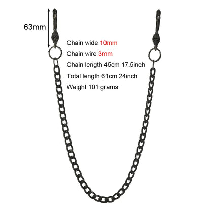 24 inch Hip pop Gunmetal wallet pants biker jean 10 mm NK chain large skull blet U hook  gift for friend EDC FOB