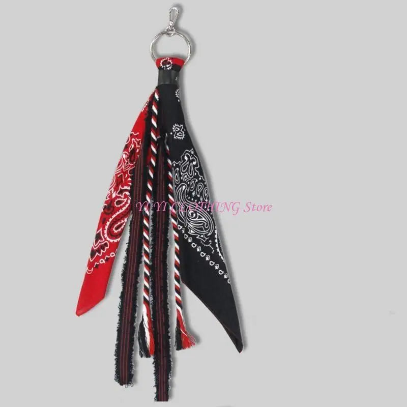 N5KF Unisex Hip Hop Paisley Bandana Kerchief Wallet Chain Rock Punk Ribbon Biker Headscarf Metal Keychain Bags Pants Jewelry