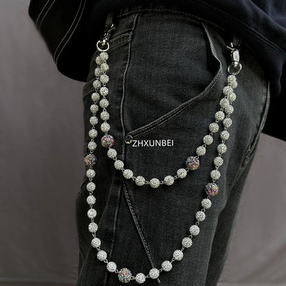 1pc Disco Ball Rhinestone Wallet Chain Hip Hop Fashion Jewelry Pendant Cluster Pants Jean Pocket Belt Chain for Men Gifts