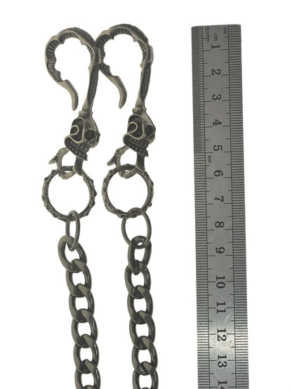 24 inch Hip pop Gunmetal wallet pants biker jean 10 mm NK chain large skull blet U hook  gift for friend EDC FOB
