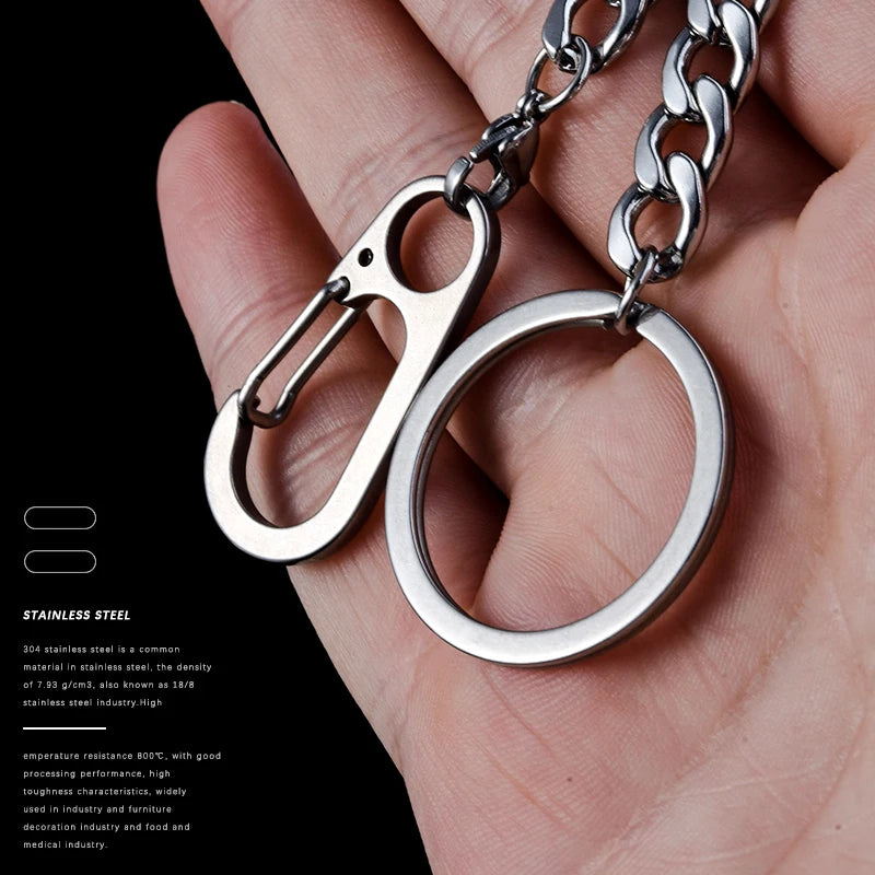 40cm Long Trousers Hipster Key Chains 304 Stainless Steel Key Ring Metal Wallet Belt Chain Pant Keychain Unisex HipHop Jewelry