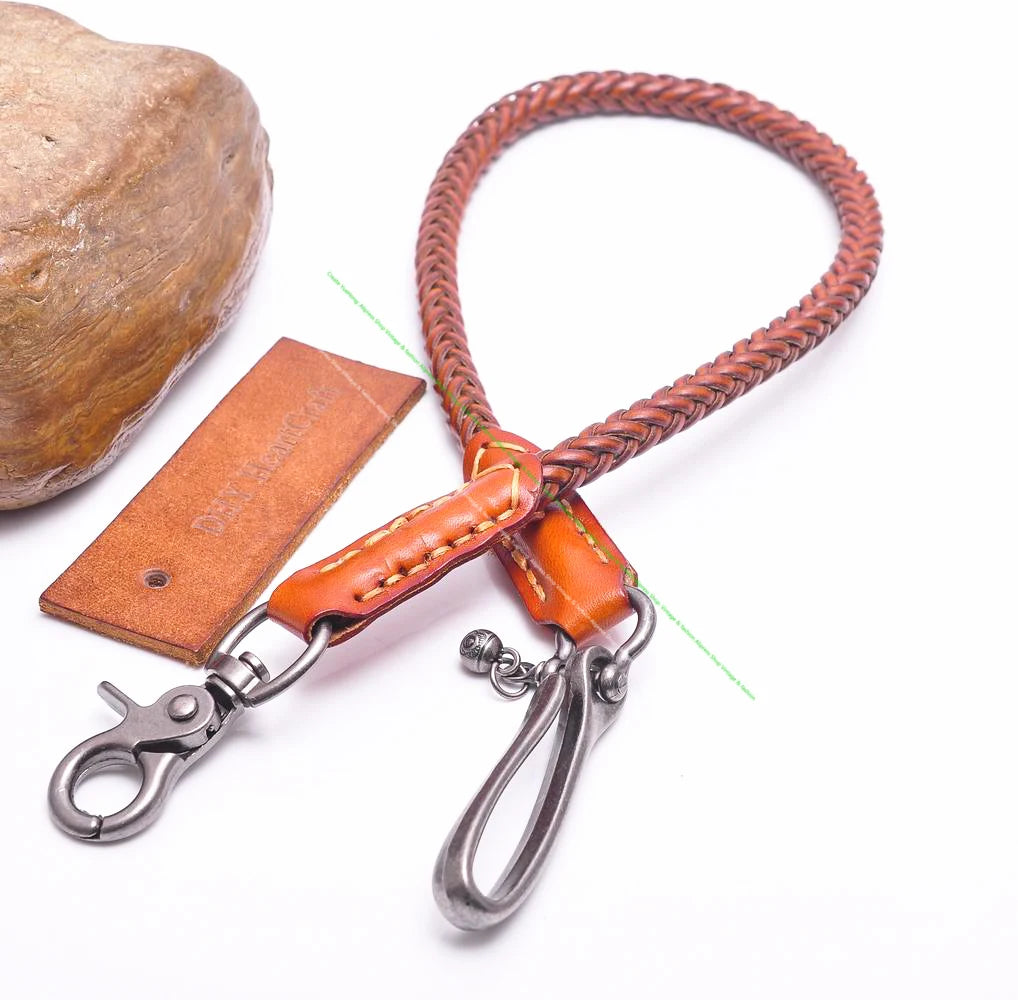 Elevate Your Style with the 24" Classic Punk Biker Leather Keychain - Handmade Wallet Chain for Men