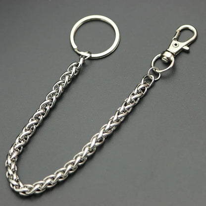 Fashion Necklace Stainless Steel Long Metal Wallet Chain Leash Pant Jean Keychain Ring Clip Men's Hip Hop Jewelry