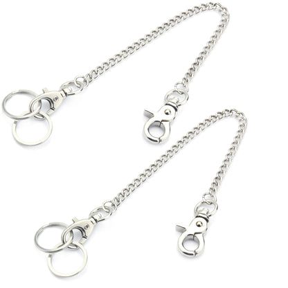 2 Pack Wisdompro Wallet Chain 8 inch Heavy Duty Pocket Keychain with Lobster Clasps and 2 Keyrings for Keys Wallet Jeans Pants Belt Loop Purse and Handbag