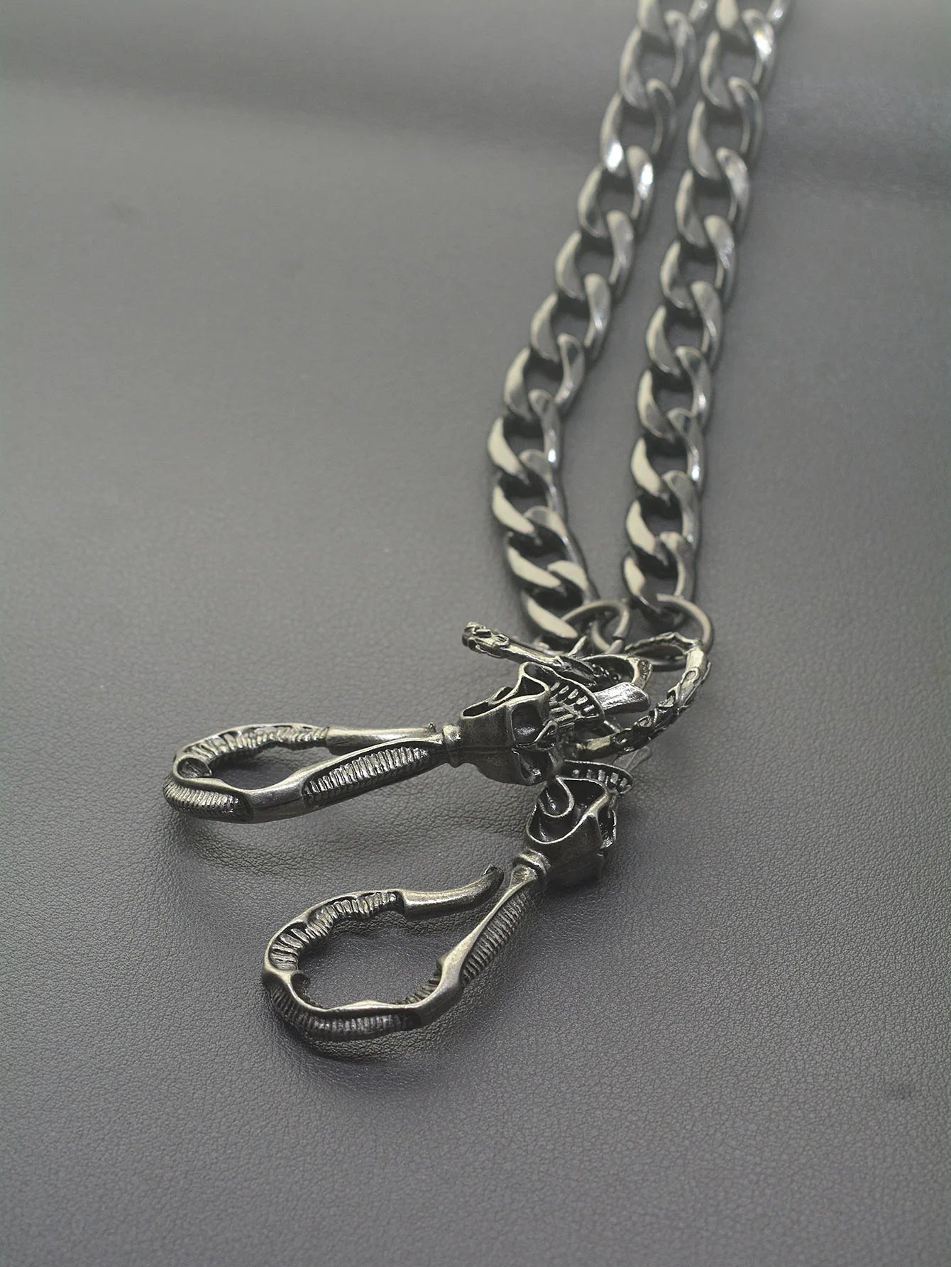 24 inch Hip pop Gunmetal wallet pants biker jean 10 mm NK chain large skull blet U hook  gift for friend EDC FOB