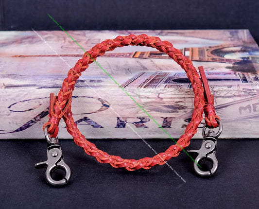 22" Trigger Biker Genuine Leather Handmade Braided Twisted Trucker Key Jeans Wallet Chain