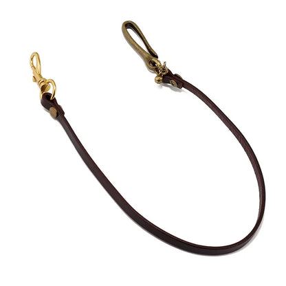 Handmade Long Biker Motorcycle Trucker Brown Black Cowhide Plain Genuine Leather Keyring Jean Wallet Chain With Hook Clasp