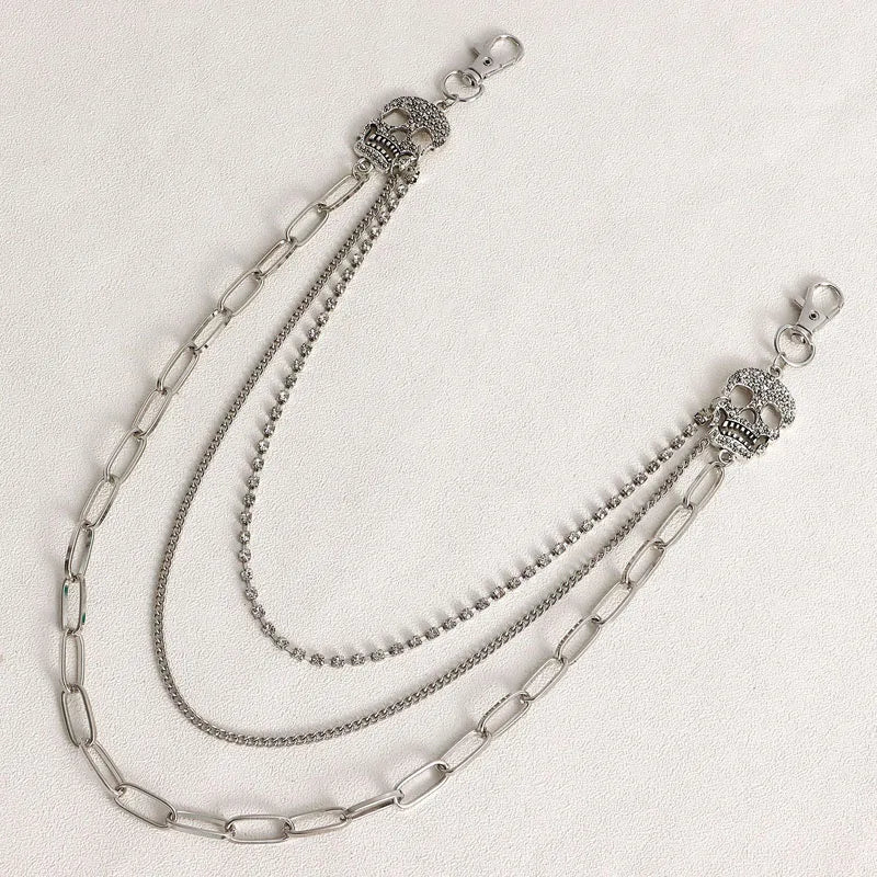 Punk Pants Layered Chain Skull Keychains For Men Women Waist Key Chain Wallet Jeans Belt Chains Hip-hop Accessories