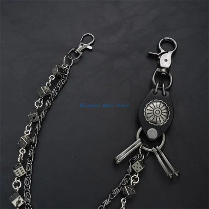 U90E Gothic Dices Link Jean Chain for Men and Women Punk Rocker Biker Styles