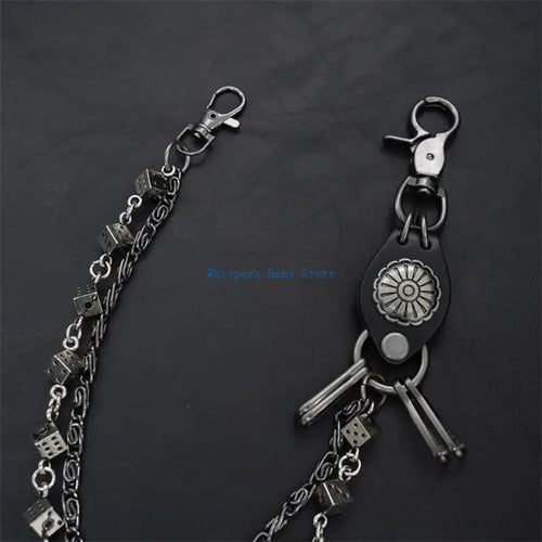 U90E Gothic Dices Link Jean Chain for Men and Women Punk Rocker Biker Styles