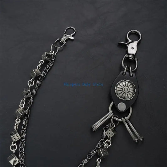 U90E Gothic Dices Link Jean Chain for Men and Women Punk Rocker Biker Styles