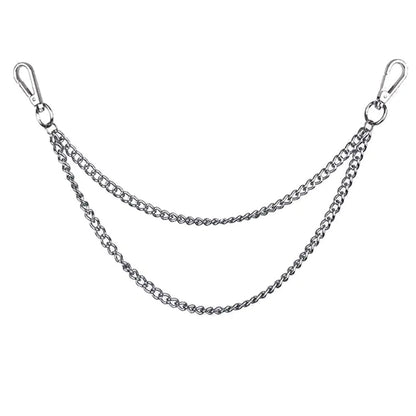 Punk Pants Jean Chain for Women Belt Chains for Jeans Silver Pants Chain 2 Layer Chains for Pants Pocket Wallet Chains for Men