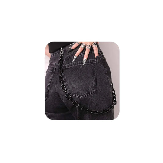 Tgirls Punk Goth Pant Chains Hip Hop Pocket Jean Chain Acrylic Wallet Chains Layered Keychains Belt Trouser Chain for Women and Men (1 layer-Black)