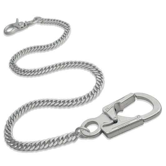 Ahiller Mens Wallet Chain 25" Pocket Chain Long Key Chain With Double Locking Ｍechanism Heavy Duty Biker Chain Punk Pants Chain Belt Chain.(QK- DullL Silver-JR-1P)