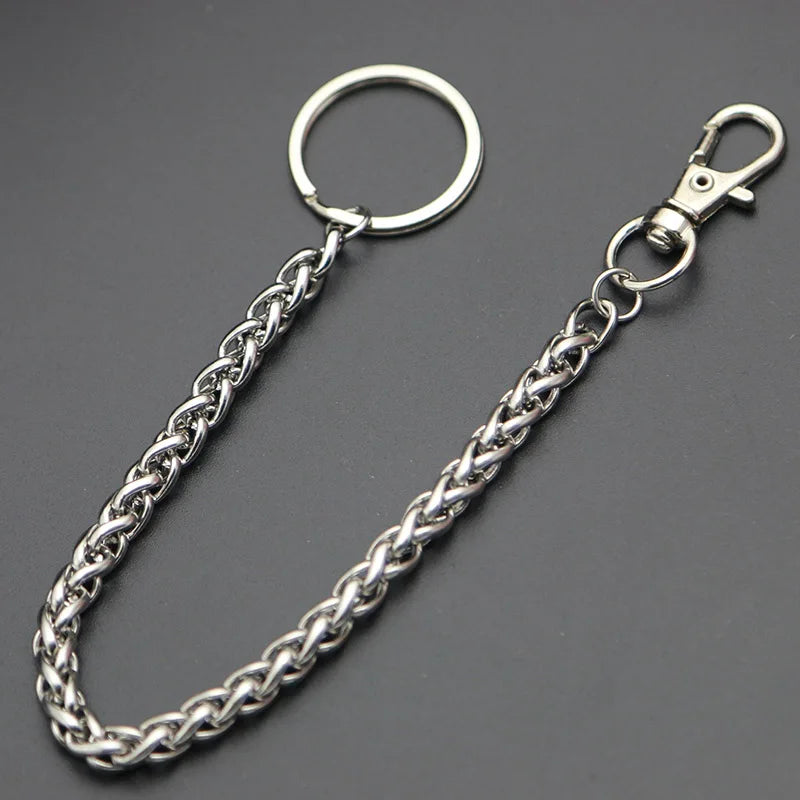 Fashion Necklace Stainless Steel Long Metal Wallet Chain Leash Pant Jean Keychain Ring Clip Men's Hip Hop Jewelry